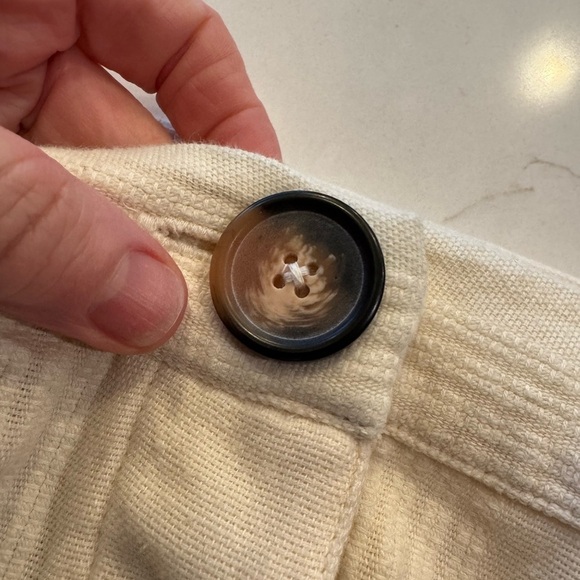 Free People Button Fly Cropped Cotton/Linen Pant Slit Ankle Detail / Medium - Picture 10 of 11